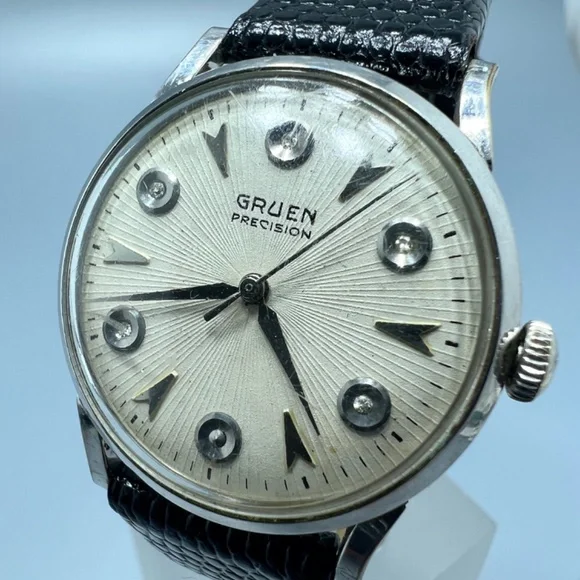 Vintage Gruen Precision Mens Diamond Dial Watch - Picture 4 of 11